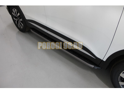 Пороги алюминиевые с пластиковой накладкой (карбон серые) 1720 мм ТСС для Chery Tiggo 7 PRO MAX 2025-