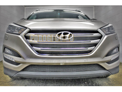 Защита радиатора Hyundai Tucson 2015-2018 (Travel,Prime,Dynamic, High) (4 части) black верх PREMIUM