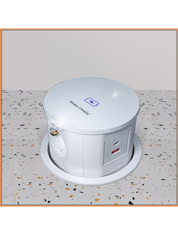 Блок розеток вертикальный POP UP ELIT GLASS с функцией беспроводной зарядки (белый)