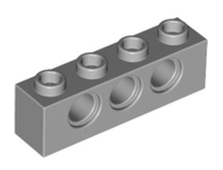 Technic, Brick 1 x 4 with Holes, Light Bluish Gray (3701 / 4211441)