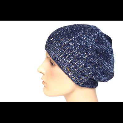 Берет Vizio демисезонный со стразами синего цвета