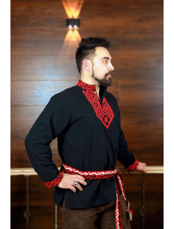 Рубаха из крапивы Сердечная со стойкой