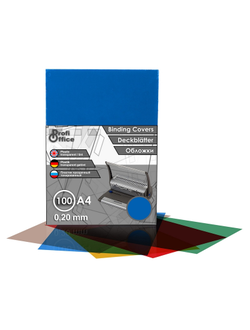 Обложки для переплета пластиковые ProfiOffice синие, А4, 200мкм, 100 штук в упаковке