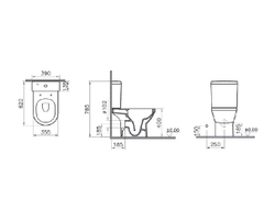 Комплект напольного безободкового пристенного унитаза Vitra Integra Round Open-Back, с тонким сиденьем микролифт, 9833B003-7206