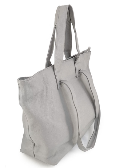 (АРТИКУЛ: 9919/1/8) СУМКА ЖЕНСКАЯ БОЛЬШАЯ, НАТУРАЛЬНАЯ КОЖА, СВЕТЛО-СЕРАЯ, ЧЕТЫРЕ РУЧКИ