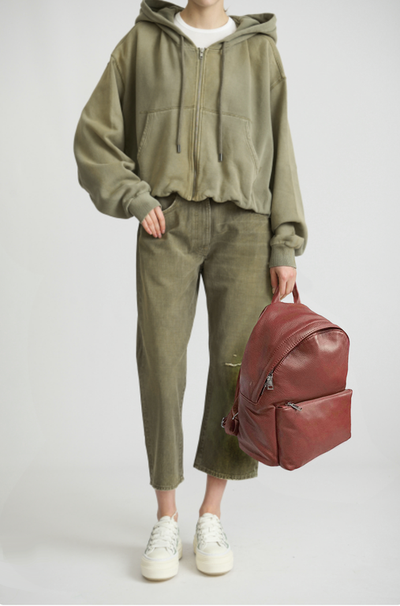 (АРТИКУЛ: 9580/8) ЖЕНСКИЙ РЮКЗАК, БОЛЬШОЙ, НАТУРАЛЬНАЯ КОЖА, ЦВЕТ "ТЕРРАКОТОВЫЙ" , СПЕРЕДИ КАРМАН