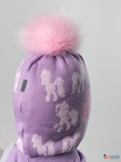 Шапка-шлем 23101-03 с утепл. хб подклад, фиалковый,роз. 48-50