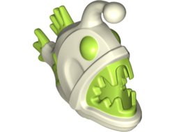 Anglerfish with Molded Lime Eyes, Fins, and Teeth Pattern, Glow In Dark White (67471pb01 / 6296946)