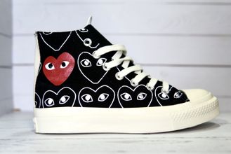 Кеды Converse Play Comme Des Garçons с сердечками черные женские