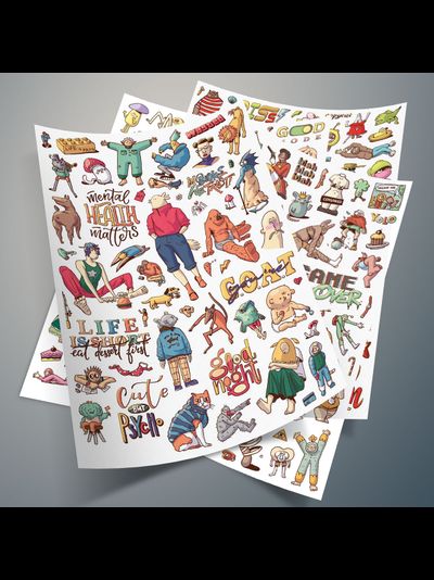 Набор стикеров наклеек необычные ЧЕЛОВЕЧКИ, 4 шт.