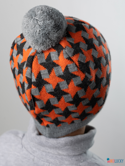 Шапка  21201-07, цвет серый,оранжевый р. 52-54