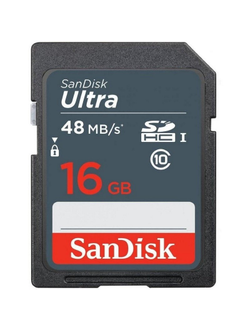Карта памяти SanDisk Ultra SDHC UHS-I Cl10, SDSDUNB-016G-GN3IN