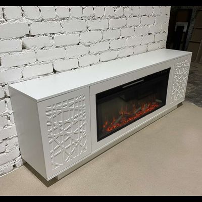 Линейный электрокамин Майами WT с очагом Vision 42 LOG LED