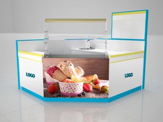 Островок для мороженого и десертов PM2 с большой стеклянной витриной