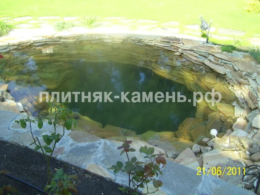облицовка искусственного водоема натуральным камнем 