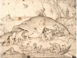 Картина обогреватель, репродукция Питера Брейгеля Большие рыбы поедают маленьких