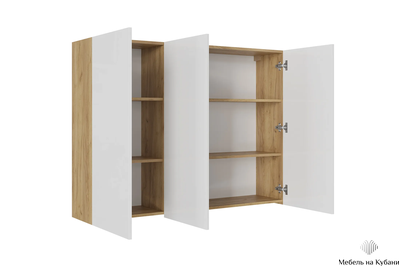 Бостон ШН-001 шкаф навесной Дуб Крафт золотой/Белый глянец