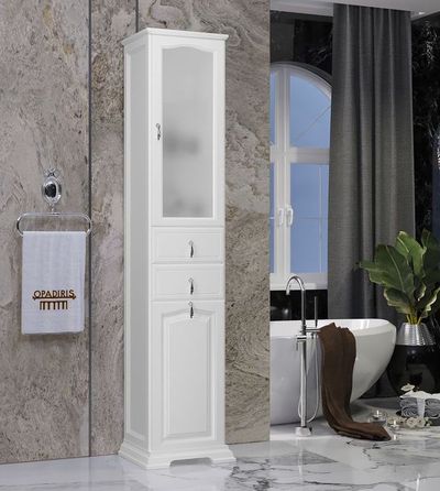 Пенал Opadiris Риспекто 40 с бельевой корзиной белый матовый, правый