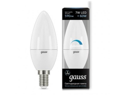Лампа светодиодная Gauss Свеча E14 диммируемая 7W(590lm) 4100К 4K 110x38 матовая, пластик/алюм. 103101207-D