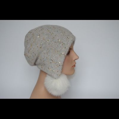 Шапка ушанка белая с помпонами Vizio Италия 8022