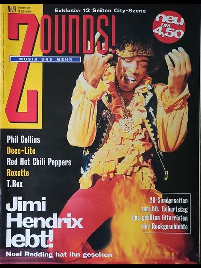 Zoundsi Magazine September 1992 Jimi Hendrix, Phil, Иностранные музыкальные журналы, Intpressshop