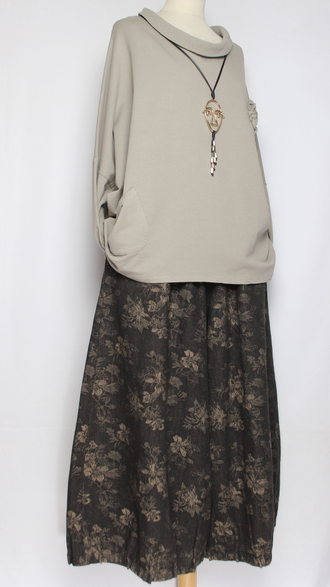 Джемпер Бохо "Хлопок хомут роза" хаки, голубой, бежевый до р.56