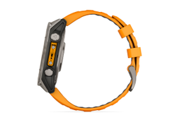 Умные часы Garmin Fenix 8 - 47 мм, AMOLED Sapphire, Titanium, светло-серый, оранжевый силиконовый ремешок (010-02904-11)