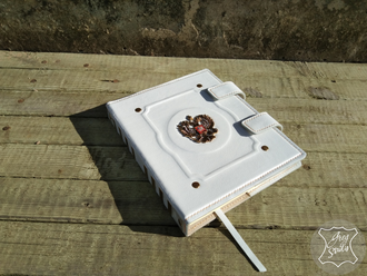 дорогой ежедневник, подарок руководителю, ежедневник кожа, ежедневник с гербом РФ, из белой кожи