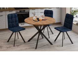 Стол обеденный раздвижной Мэдисон Тип 1 Черный муар/Дуб Крафт золотой