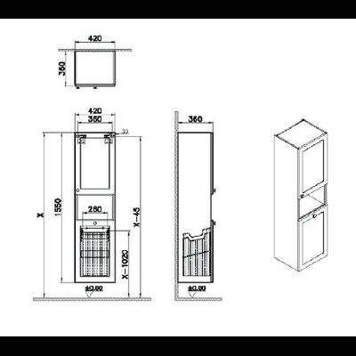 Пенал высокий, Vitra Root Classic, 40 см, с корзиной для белья, матовый темно-синий, правосторонний, 68529