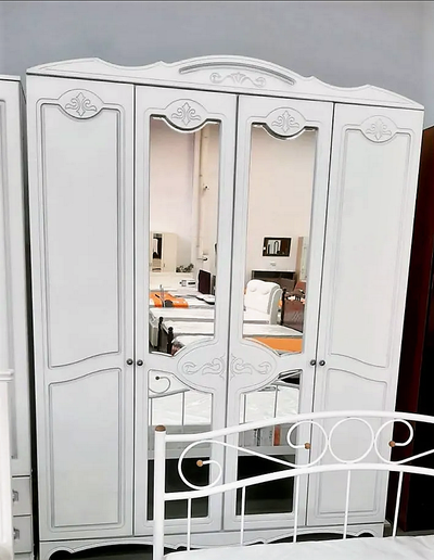 Шкаф распашной "Лотос" белый жемчуг ШР4  с 2 зеркалами (Браво мебель)