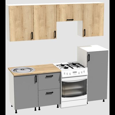 Кухня Эконом 1,5 метра с полуколонкой (1000х500) Цвет: Дуб Вотан/Базальт