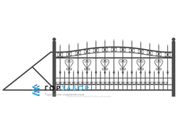 Красивые откатные сварные ворота с элементами ковки KSZ15-41 купить от производителя