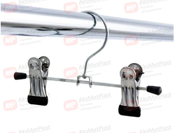 A016 Вешалка металлическая с зажимами хромированная черная 130 мм