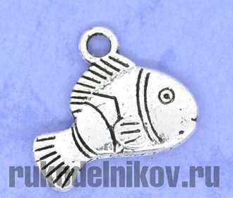 подвеска "Рыба клоун", цвет-античное серебро, 4 шт/уп