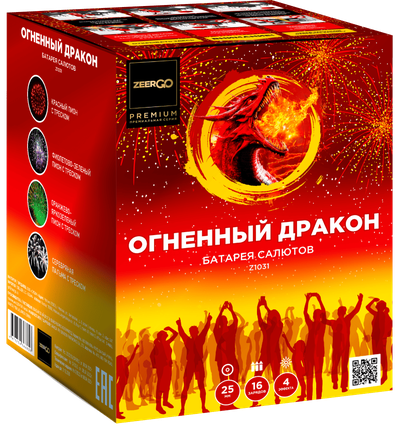 Батарея салютов ОГНЕННЫЙ ДРАКОН (1" / 16 залпов)