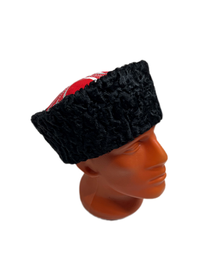 Кубанка из Черного каракуля 10см - Красный крест
