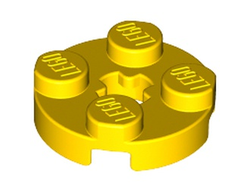 Plate, Round 2 x 2 with Axle Hole x Shape, Yellow (4032b / 403224)
