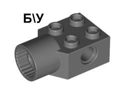 ! Б/У - Technic, Brick Modified 2 x 2 with Pin Hole and Rotation Joint Socket, Dark Bluish Gray (48169 / 4225973 / 6278974) - Б/У