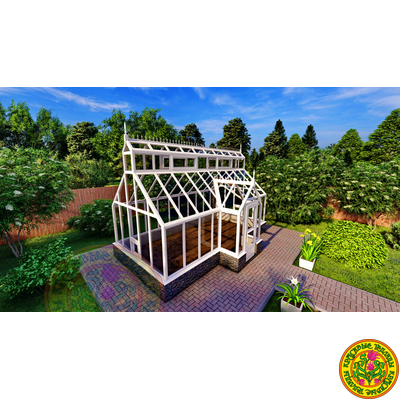 Базовая комплектация теплицы в английском стиле с холлом из стекала и алюминия ЙОРКШИР КАНТРИ ХОЛЛ 6000 х 3000 мм