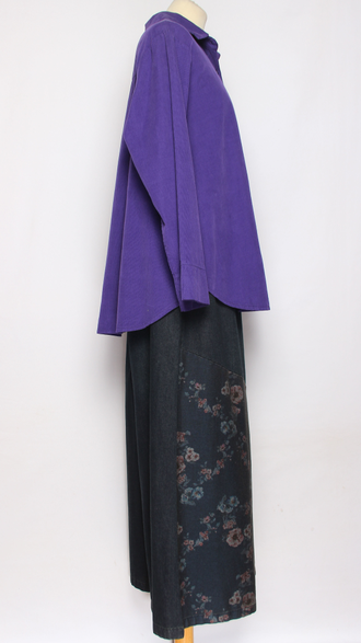 Рубашка вельветовая "Укороченная защип сзади" сиреневая р.46-54