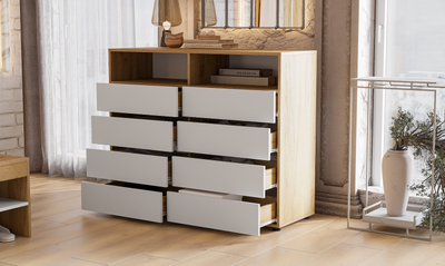 Абрау комод Дуб золотой/Белый