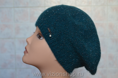 Берет на осень для женщин Vizio Италия 5892 BO вязаный зеленый