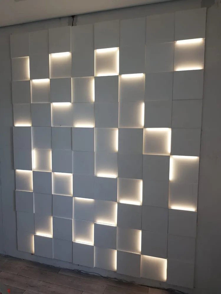 Смонтированные световые панели "LightUnit". г.Нерюнгри, респ.Саха (Якутия). Размер панелей 250*250мм (толщины - 10, 20 и 30мм).