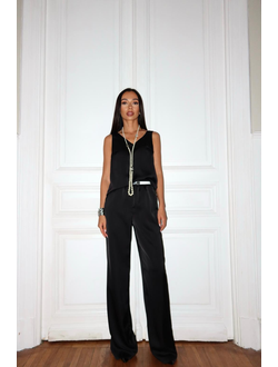 Брюки из переливающегося шелка (черный)