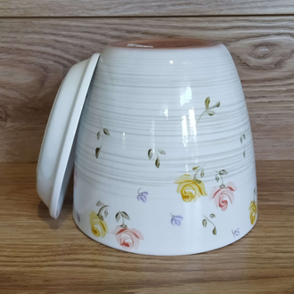 Керамический горшок для цветов "Ваниль" 12 см (1 л) белый с рисунком