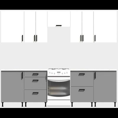 Кухня Эконом 2,4 метра (1200х1200) Цвет: Белый/Базальт