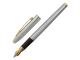 Ручка бизнес-класса перьевая BRAUBERG Brioso, СИНЯЯ, корпус серебристый с золотистыми деталями, линия письма 0,25 мм, 143464