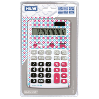 Калькулятор настольный Milan-150712ACBL 12-разрядный (белый с узорами)