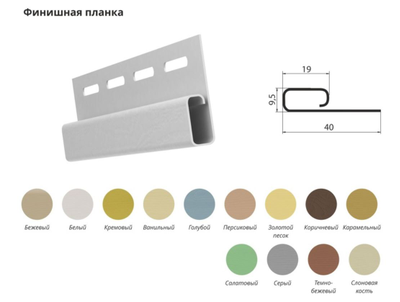 Планка финишная 3,00 Grand Line - цвет белый, цветной
